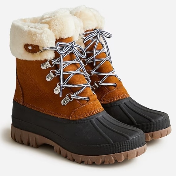 J crew Perfect Winter boots with sherpa pecan camel - Picture 1 of 7